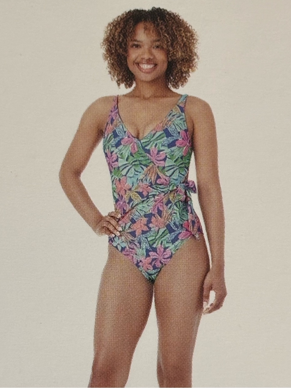 Womens Tropical Floral One-Piece Swimsuit - Navy Muti colors size medium